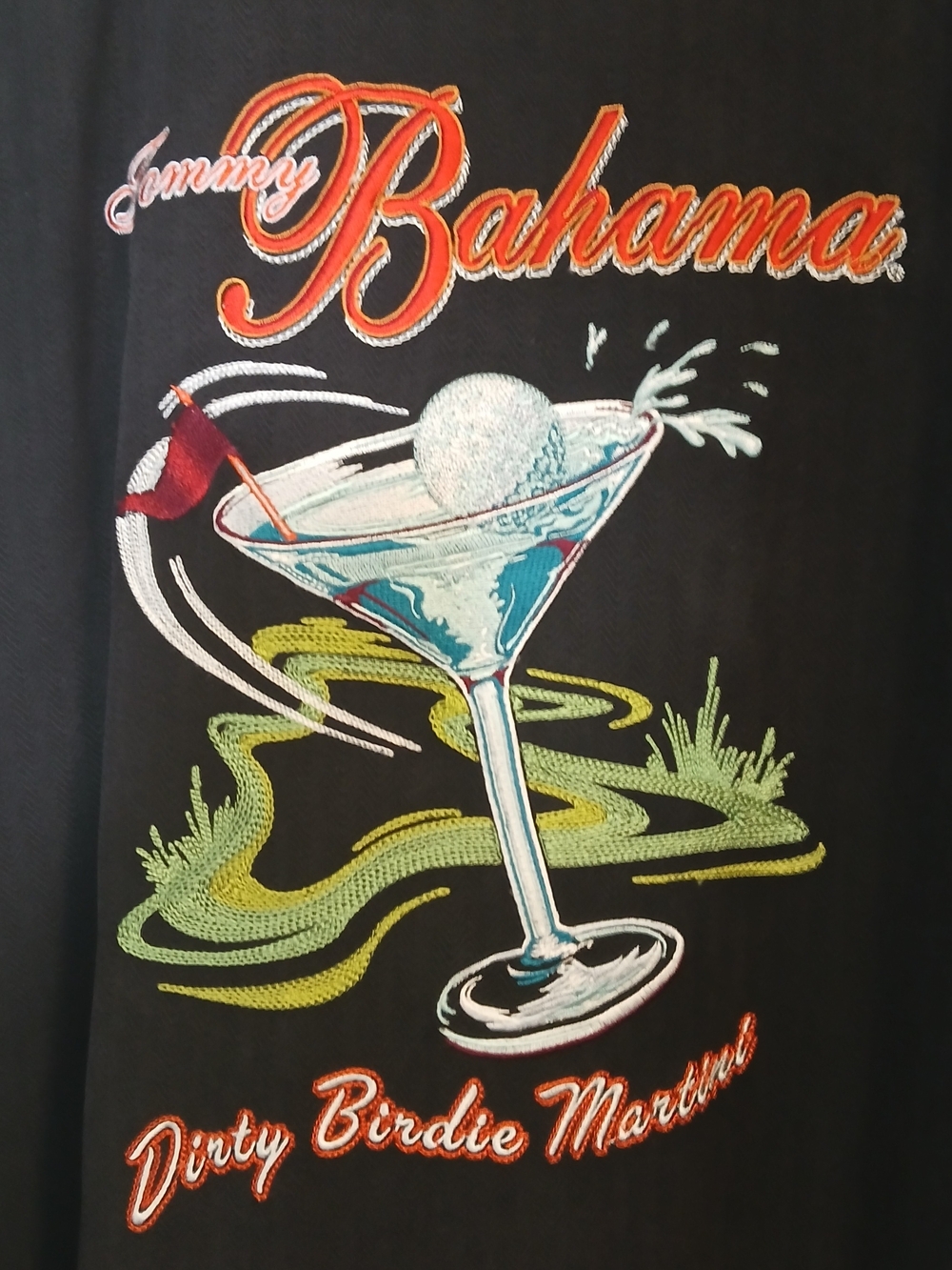Tommy Bahama Silk XL Camp Shirt with Embroidered Martini Graphic